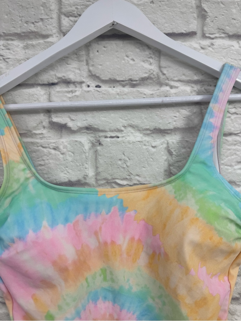 Stoney Clover Lane x Target Rainbow Tie Dye One Piece Swimsuit Small S Pastel Y2 - Picture 3 of 11